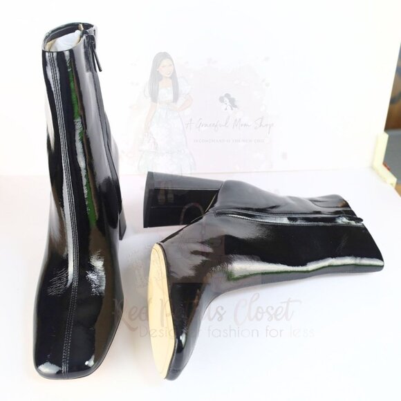 Sam Edelman Women's Codie High Heel Booties Patent Leather Black 8- 0236 - Picture 7 of 16